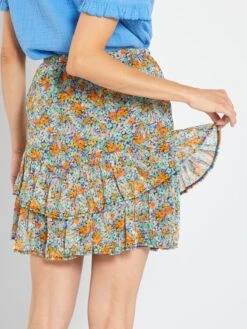 Falda Corta 'flores' Evasé - PURPURA -TrendyModa Ventas falda corta flores evase purpura zh699 1 frb3