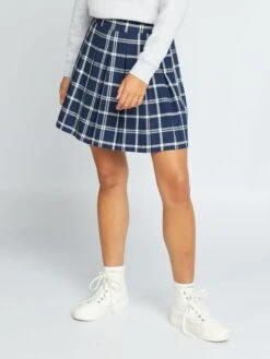 Falda Corta Plisada - AZUL NEGRO -TrendyModa Ventas falda corta plisada azul negro ael94 3 frb4