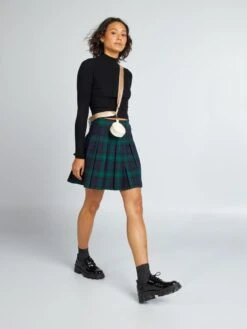 Falda Corta Plisada - CHEQUE GREE