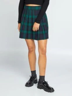 Falda Corta Plisada - CHEQUE GREE 10 Falda Corta Plisada - CHEQUE GREE -TrendyModa Ventas falda corta plisada cheque gree ael94 1 frb3