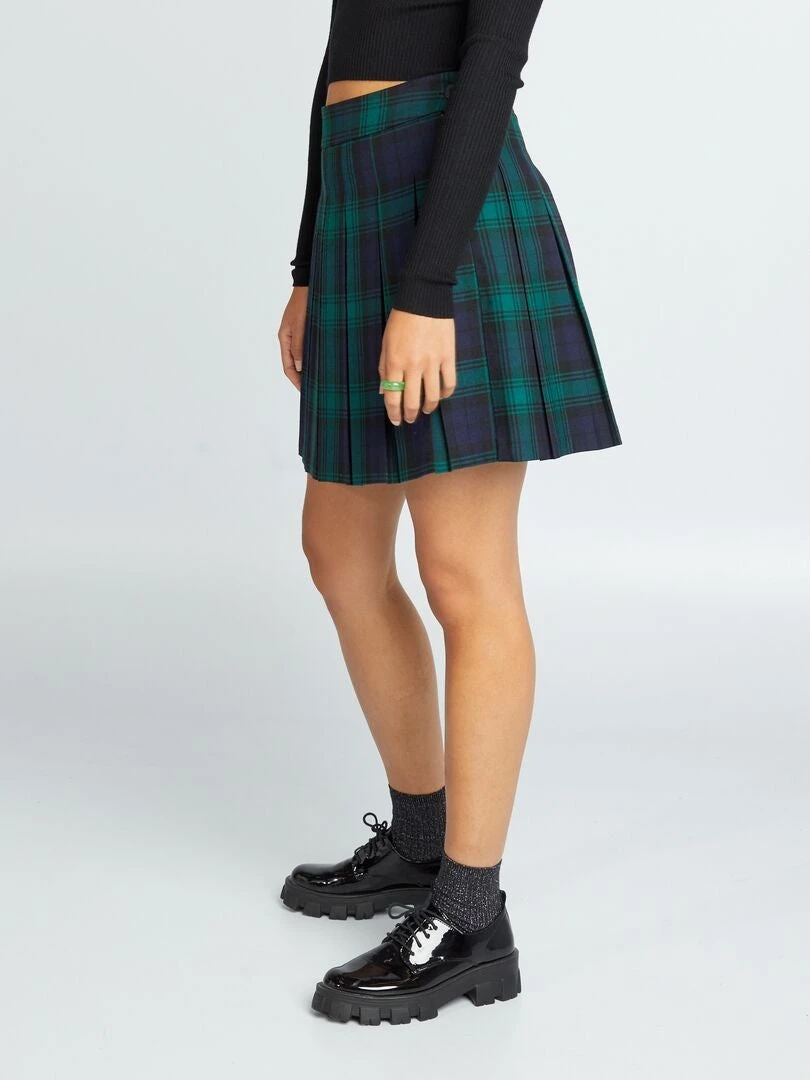 Falda Corta Plisada - CHEQUE GREE 6 Falda Corta Plisada - CHEQUE GREE - Imagen 4