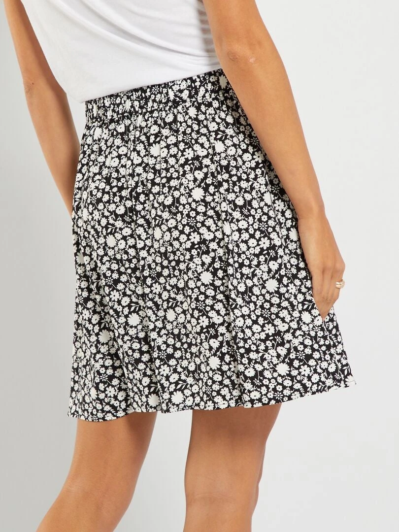 Falda Corta Vaporosa Con Estampado De Fantasía - NEGRO 6 Falda Corta Vaporosa Con Estampado De Fantasía - NEGRO - Imagen 4