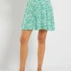 Falda Corta Vaporosa Con Estampado De Fantasía - VERDE -TrendyModa Ventas falda corta vaporosa con estampado de fantasia verde zm314 5 frb1