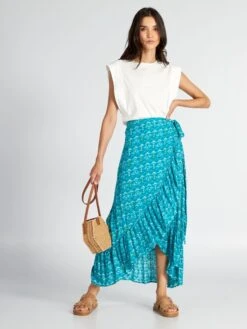 Falda Cruzada Anudada - AZUL