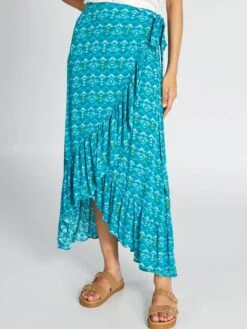 Falda Cruzada Anudada - AZUL -TrendyModa Ventas falda cruzada anudada azul ajm37 1 frb4