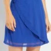 Falda De Gasa De Tiro Alto - Azul -TrendyModa Ventas falda de gasa de tiro alto azul arr09 1 frb1