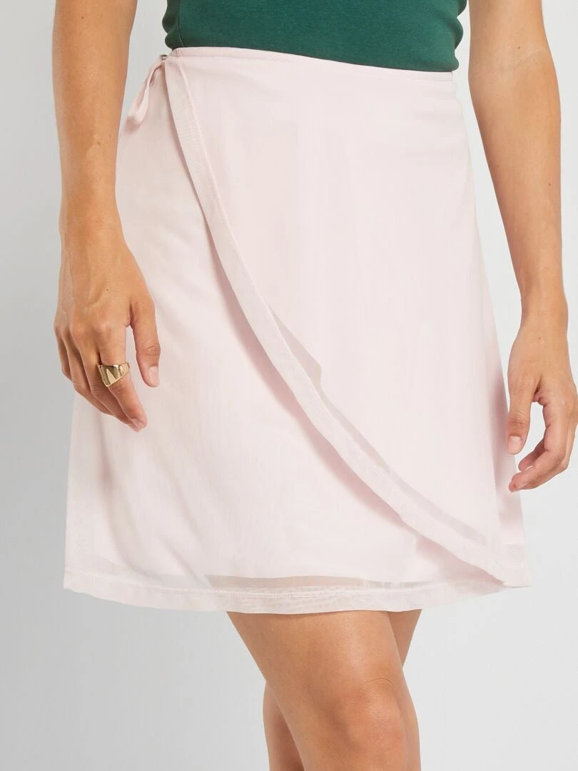 Falda De Gasa De Tiro Alto - Rosa