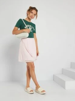 Primera página -TrendyModa Ventas falda de gasa de tiro alto rosa arr09 2 frb2