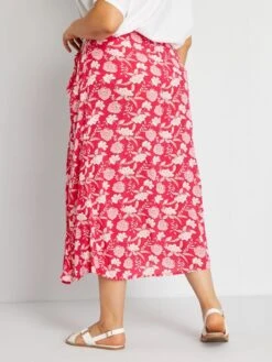 Falda De Punto De Crepé Con Estampado - PERSIA ROSA -TrendyModa Ventas falda de punto de crepe con estampado persia rosa zs917 2 frb4