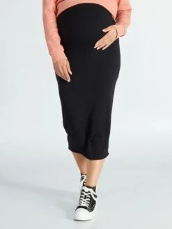 Falda De Tubo Con Motivo - Negro