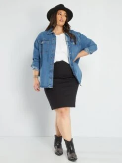 Falda De Tubo De Punto Milano - Negro