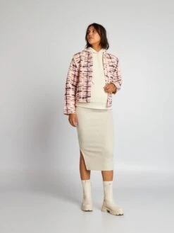 Falda De Tubo Premamá De Punto De Canalé - BEIGE