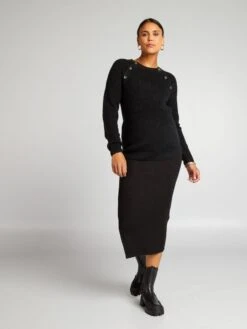 Falda De Tubo Premamá De Punto De Canalé - Negro -TrendyModa Ventas falda de tubo premama de punto de canale negro ajo38 2 frb4
