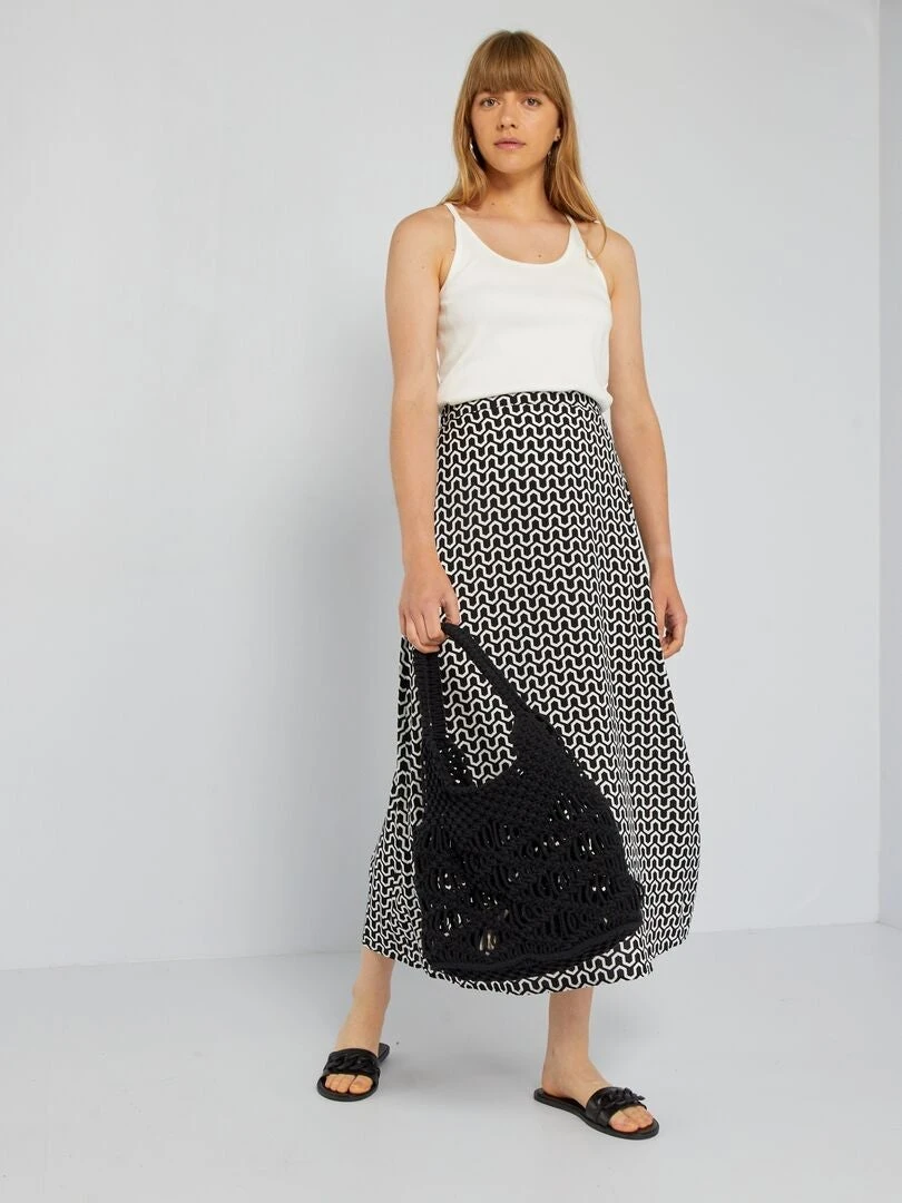 Falda Evasé Vaporosa Y Ligera - NEGRO 3 Falda Evasé Vaporosa Y Ligera - NEGRO