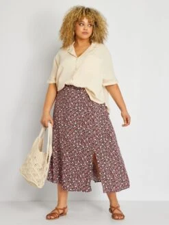 Falda Larga Con Estampado - ROSA