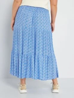 Falda Larga Con Motivo - AZUL -TrendyModa Ventas falda larga con motivo azul zt102 1 frb3