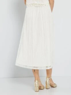 Falda Larga De Encaje - Blanco -TrendyModa Ventas falda larga de encaje blanco ack09 1 frb3