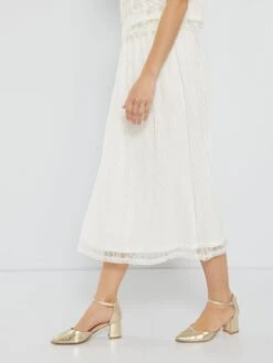 Falda Larga De Encaje - Blanco -TrendyModa Ventas falda larga de encaje blanco ack09 1 frb4