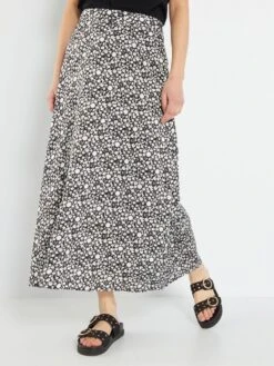 Falda Larga De Raso - NEGRO