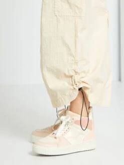 Falda Larga De Tela Parachute - BEIGE -TrendyModa Ventas falda larga de tela parachute beige ail25 1 frb4