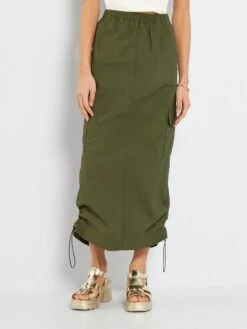 Falda Larga De Tela Parachute - KAKI 9 Falda Larga De Tela Parachute - KAKI -TrendyModa Ventas falda larga de tela parachute kaki ail25 2 frb2