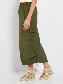 Falda Larga De Tela Parachute - KAKI 10 Falda Larga De Tela Parachute - KAKI -TrendyModa Ventas falda larga de tela parachute kaki ail25 2 frb3