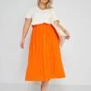 Falda Larga Plisada - Naranja 2 Falda Larga Plisada - Naranja -TrendyModa Ventas falda larga plisada naranja zt258 1 frb1