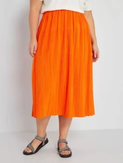 Primera página -TrendyModa Ventas falda larga plisada naranja zt258 1 frb2