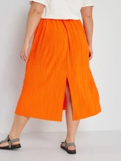 Falda Larga Plisada - Naranja -TrendyModa Ventas falda larga plisada naranja zt258 1 frb3
