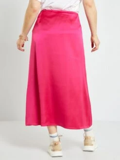 Falda Larga Satinada - Rosa Indio -TrendyModa Ventas falda larga satinada rosa indio ack12 3 frb3