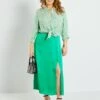Falda Larga Satinada - Verde -TrendyModa Ventas falda larga satinada verde ack12 2 frb1