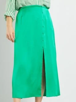 Falda Larga Satinada - Verde -TrendyModa Ventas falda larga satinada verde ack12 2 frb4