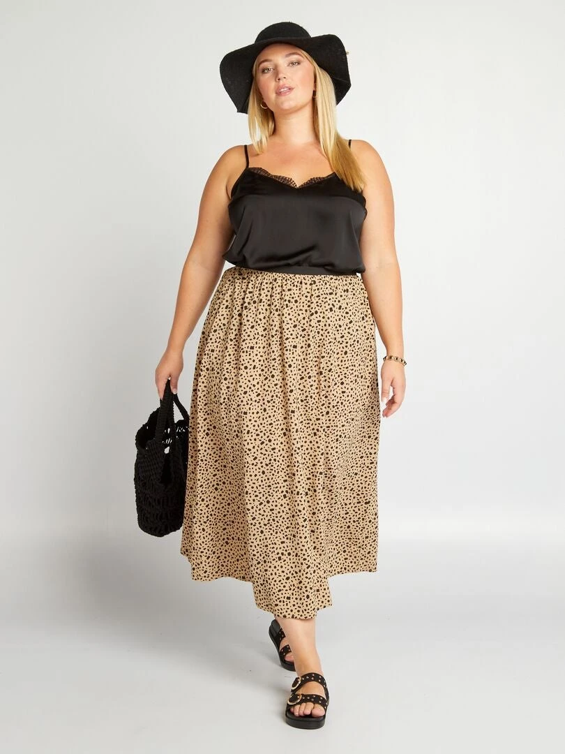 Falda Largo Medio Con Estampado All Over - FXPOIBEIG 3 Falda Largo Medio Con Estampado All Over - FXPOIBEIG