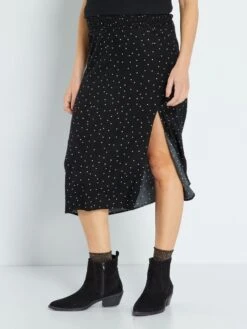 Falda Midi Con Abertura Premamá - NEGRO -TrendyModa Ventas falda midi con abertura premama negro zq942 1 frb4