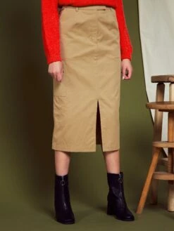 Falda Midi Con Bolsillos Con Solapa - BEIGE COMO S -TrendyModa Ventas falda midi con bolsillos con solapa beige como s axz47 3 frb2