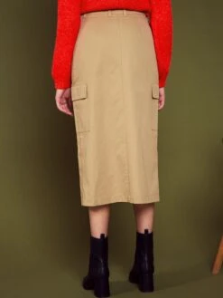 Falda Midi Con Bolsillos Con Solapa - BEIGE COMO S -TrendyModa Ventas falda midi con bolsillos con solapa beige como s axz47 3 frb3