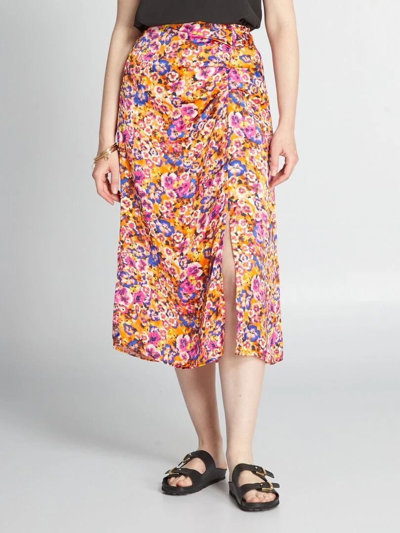 Falda Midi Con Estampado De Flores - FLORES 4 Falda Midi Con Estampado De Flores - FLORES - Imagen 2