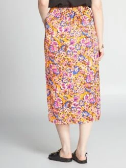 Falda Midi Con Estampado De Flores - FLORES 8 Falda Midi Con Estampado De Flores - FLORES -TrendyModa Ventas falda midi con estampado de flores flores atn76 1 frb3