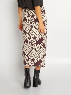 Falda Midi Con Estampado - Púrpura -TrendyModa Ventas falda midi con estampado purpura azo90 1 frb3