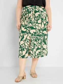 Falda Midi Con Estampado - VERDE -TrendyModa Ventas falda midi con estampado verde aiu03 1 frb2