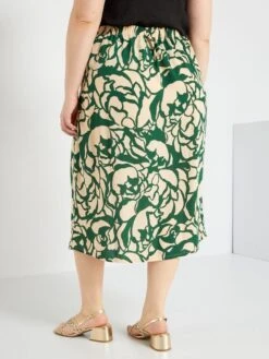 Falda Midi Con Estampado - VERDE -TrendyModa Ventas falda midi con estampado verde aiu03 1 frb3
