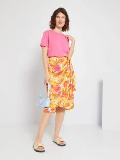 Falda Midi Cruzada Anudada - AMARILLO -TrendyModa Ventas falda midi cruzada anudada amarillo zd142 3 frb2