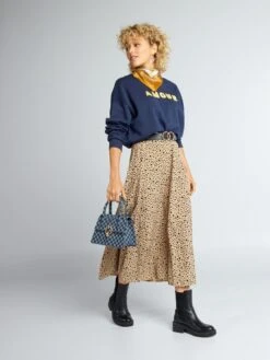 Falda Midi De Punto De Crepé - FXPOIBEIG