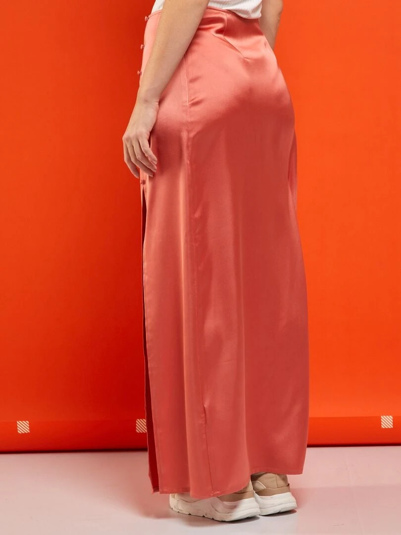 Falda Midi De Raso - NARANJA 5 Falda Midi De Raso - NARANJA - Imagen 3
