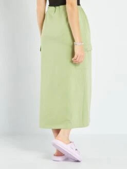 Falda Midi Estilo Paracaídas - CAQUI CLARO -TrendyModa Ventas falda midi estilo paracaidas caqui claro avg04 1 frb3