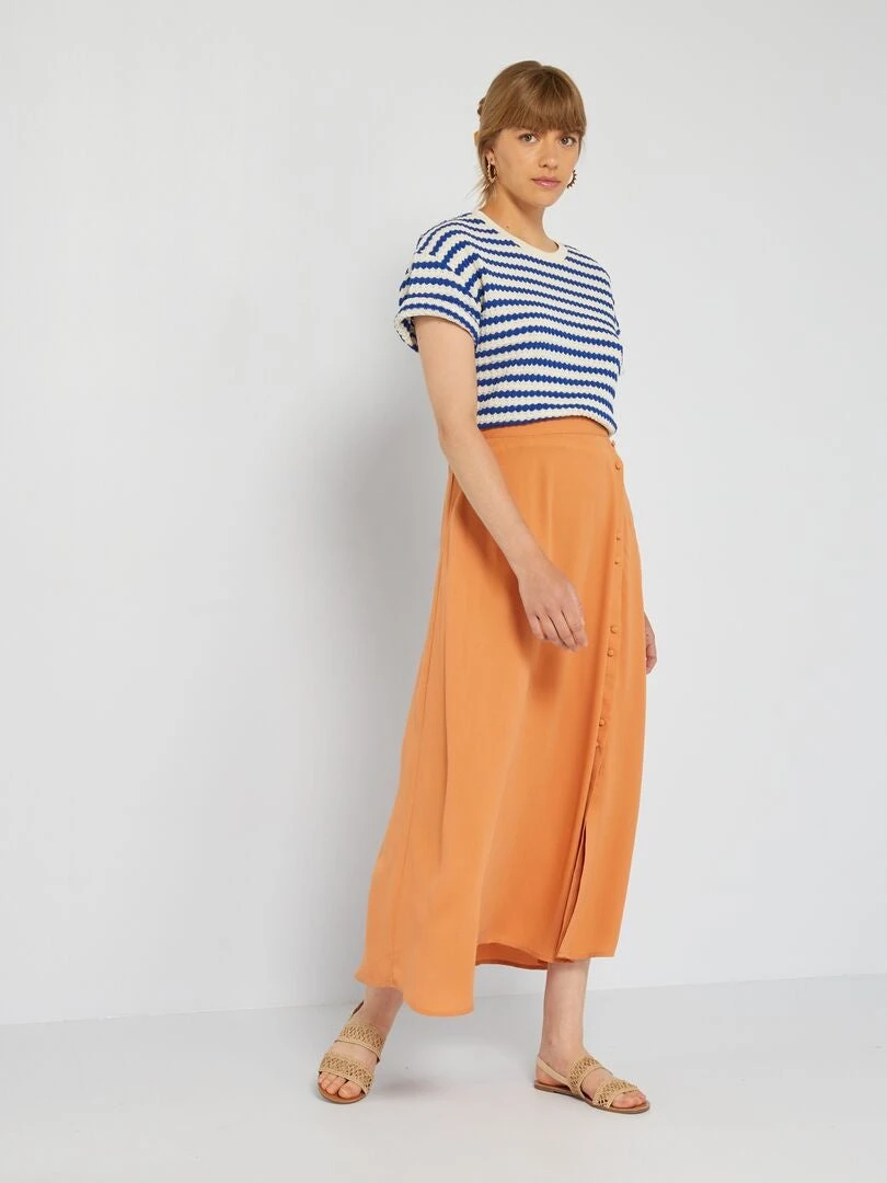 Falda Midi Georgette - MARRON 3 Falda Midi Georgette - MARRON