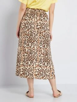 Falda Midi 'JDC' - Leopardo -TrendyModa Ventas falda midi jdc leopardo abw16 1 frb3