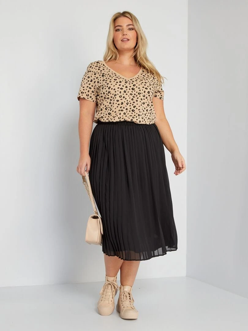 Falda Midi Plisada - Negro 3 Falda Midi Plisada - Negro