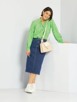 Falda Vaquera De Tubo - AZUL