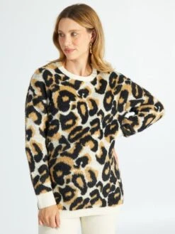 Jersey Con Cuello Redondo De Jacquard - NEGRO